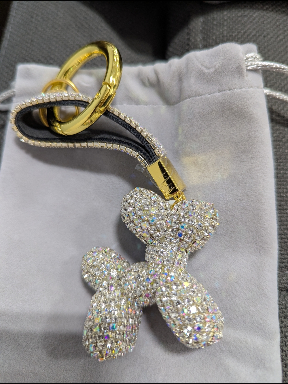 Crystal Rhinestone Balloon Dog Bag Charm NWOT